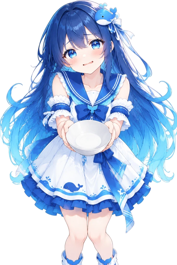 鲸鱼娘端着空饭碗